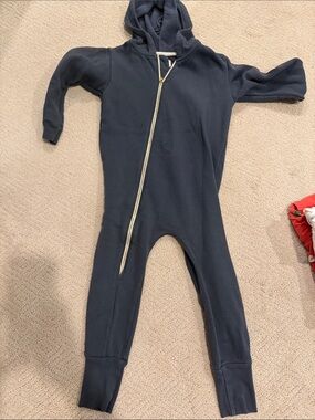 Children's Navy Hooded Zip One-Piece Footie